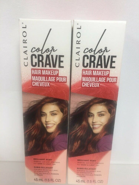 (2) Brilliant Ruby Clairol Color Crave Temporary Hair Color Makeup Highlight