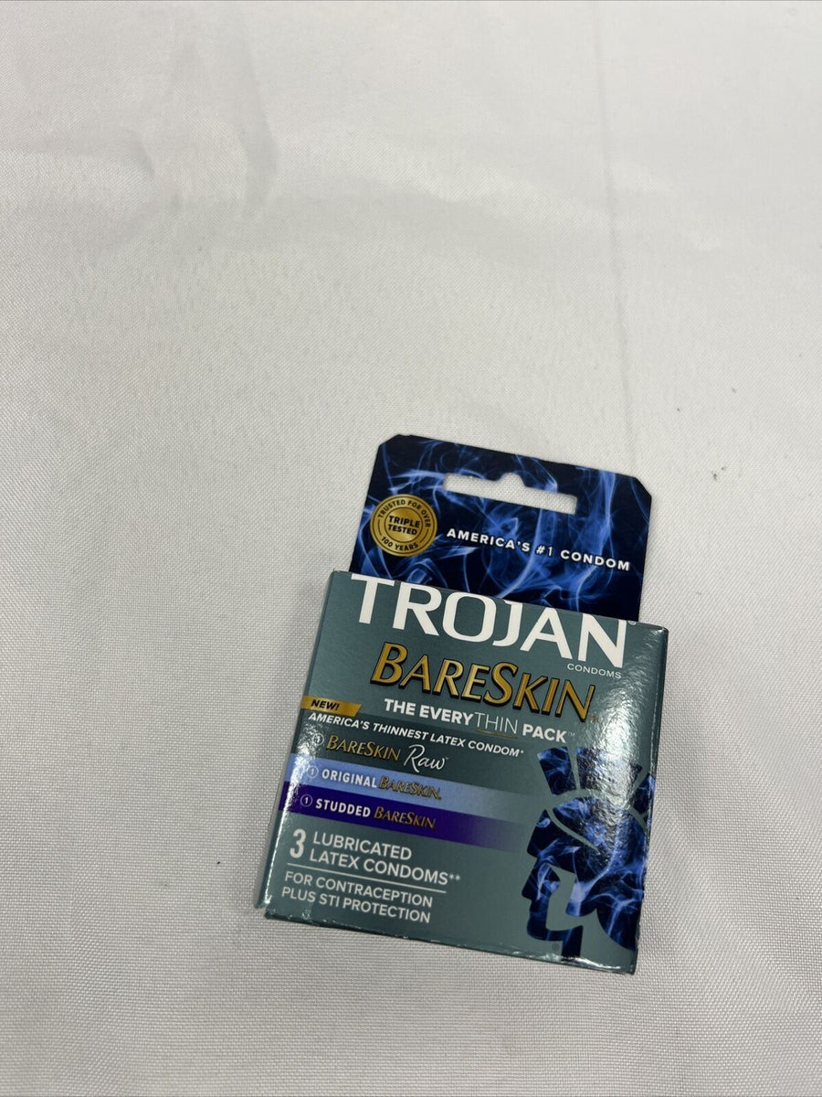 Trojan Bareskin EveryThin 3-Pack Condoms Bareskin Raw Original Studded Face Plant Trojan Bareskin EveryThin 3-Pack Condoms Bareskin Raw Original Studded Face Plant