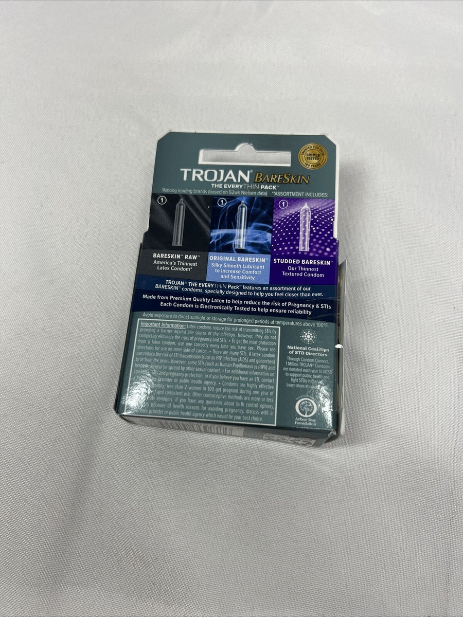 Trojan Bareskin EveryThin 3-Pack Condoms Bareskin Raw Original Studded   Face Plant