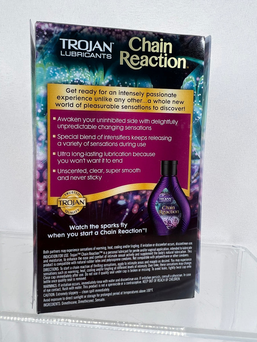 Trojan Lubricants Chain Reaction Personal Lubricant 2.7 oz NIB Sealed Face Plant Trojan Lubricants Chain Reaction Personal Lubricant 2.7 oz NIB Sealed Face Plant