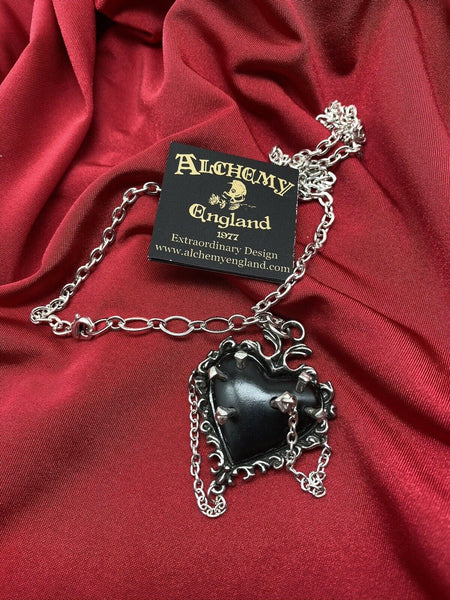 Alchemy P855 Witches Heart Necklace Gothic Pendant Black 21" Thorn IN HAND