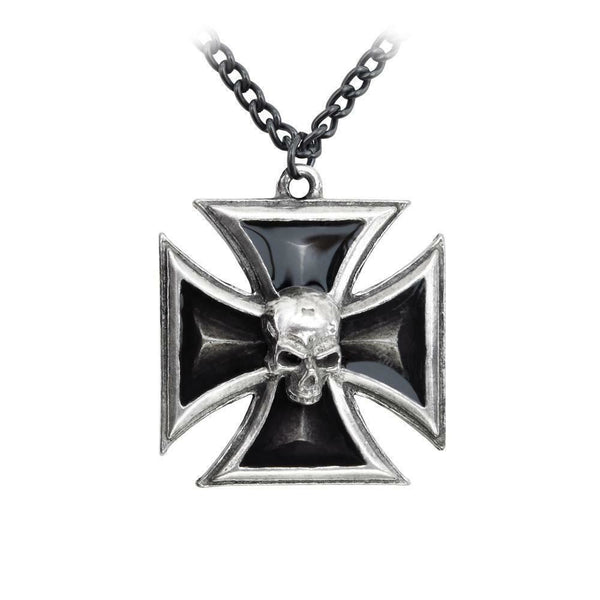 Alchemy Gothic P617  Black Knight's Cross Pendant Necklace