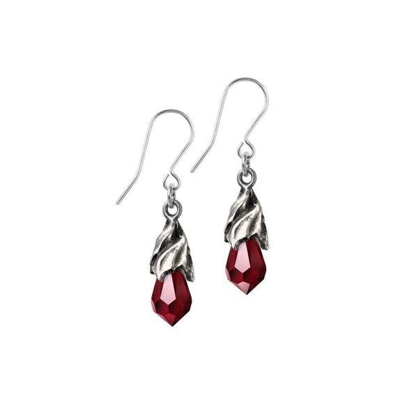 Alchemy Gothic E437R Empyrean Tear Earrings Red Crystal Goddess Dropper