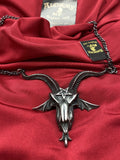 Alchemy Gothic P921 Baphometica Necklace Pendant Goat Skull Red Eyes IN HAND
