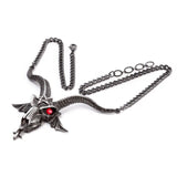 Alchemy Gothic P921 Baphometica Necklace Pendant Goat Skull Red Eyes IN HAND