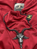 Alchemy Gothic P921 Baphometica Necklace Pendant Goat Skull Red Eyes IN HAND