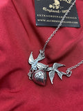 Alchemy Gothic ULFP1 Swallow Heart Necklace Pendant Red Crystal IN HAND