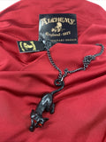 Alchemy Gothic P816  Cat Sith Pendant Necklace Black Red Crystal Eyes IN HAND