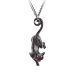 Alchemy Gothic P816  Cat Sith Pendant Necklace Black Red Crystal Eyes IN HAND