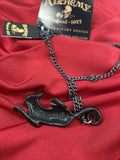 Alchemy Gothic P816  Cat Sith Pendant Necklace Black Red Crystal Eyes IN HAND