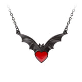 Alchemy Gothic P920 Sombre Desir Necklace Pendant Red Heart Black Bat Wing Wicke