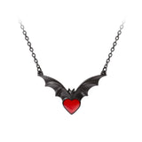 Alchemy Gothic P920 Sombre Desir Necklace Pendant Red Heart Black Bat Wing Wicke