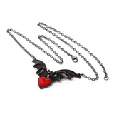 Alchemy Gothic P920 Sombre Desir Necklace Pendant Red Heart Black Bat Wing Wicke