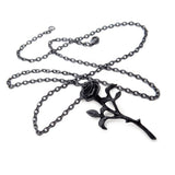 Alchemy Gothic P695  The Romance Black Rose Pendant Necklace IN HAND