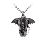 Alchemy Gothic P927 - Eternal Sleep Pendant Necklace Coffin Batwing Dagger Black