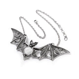 Alchemy Of England P922 Lunaeca Necklace Gothic Pendant Bat Moon Mirror IN HAND