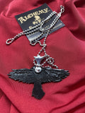Alchemy Gothic P193  Black Raven Pendant Necklace Undead Wings Flight IN HAND