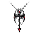 Alchemy Gothic P417  Draconkreuz  Pendant Necklace Dragon Red Crystal Medieval