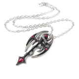 Alchemy Gothic P417  Draconkreuz  Pendant Necklace Dragon Red Crystal Medieval
