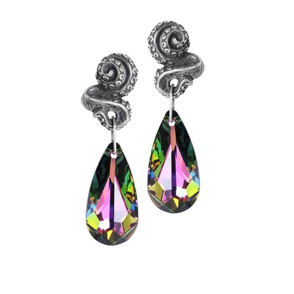Alchemy Gothic E409 Kraken Earrings Tentacles Teardrop Gem Goddess
