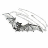 Alchemy Gothic P121 Vampire Bat Necklace 5" Wide Pewter Large Pendant Wide Wing