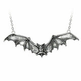 Alchemy Gothic P121 Vampire Bat Necklace 5" Wide Pewter Large Pendant Wide Wing