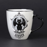 Alchemy Gothic CM4 Saint & Sinner Mug Set White & Black Cat Skull Coffee Tea