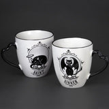 Alchemy Gothic CM4 Saint & Sinner Mug Set White & Black Cat Skull Coffee Tea