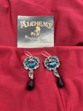Alchemy Gothic E414  Affaire du Coeur Dropper Earrings Midnight Love IN HAND