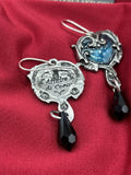 Alchemy Gothic E414  Affaire du Coeur Dropper Earrings Midnight Love IN HAND