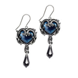 Alchemy Gothic E414  Affaire du Coeur Dropper Earrings Midnight Love IN HAND