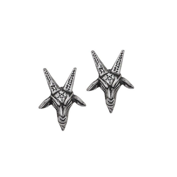 Alchemy Gothic E449 Baphomet Studs Earrings Knight Goat Head Medieval