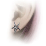 Alchemy Gothic E449 Baphomet Studs Earrings Knight Goat Head Medieval