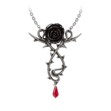 Alchemy Gothic P928 - Carpathian Rose Pendant Necklace Thorn Red Crystal