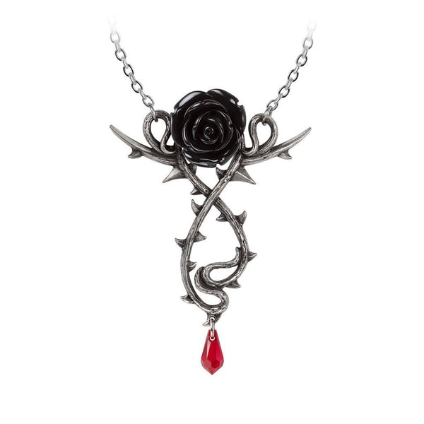 Alchemy Gothic P928 - Carpathian Rose Pendant Necklace Thorn Red Crystal