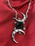 Alchemy Of England P870 - The Black Goddess Necklace Gothic Pendant rose moon