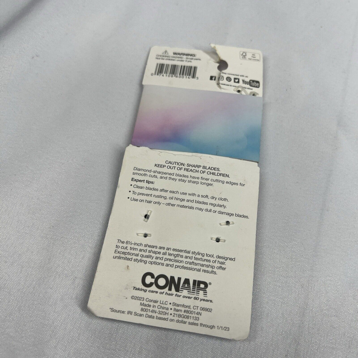 CONAIR 6.5 Barber Shears Trim Cut & Shape Scissors Diamond Sharp Blade ...