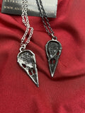 Alchemy P834 Coeur Crane Necklace Gothic Double Friendship 2pc Heart IN HAND