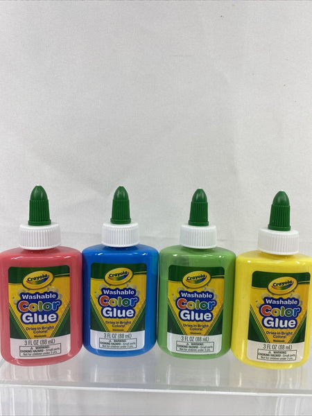 (4) Crayola Washable Art Color Glue Red Yellow Blue Green Clothing Decorate 3oz