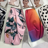 (4) Scunci Head Wrap Headband Hair Tie Active Purple Pink Black Polkadot Rainbow