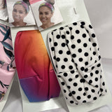 (4) Scunci Head Wrap Headband Hair Tie Active Purple Pink Black Polkadot Rainbow