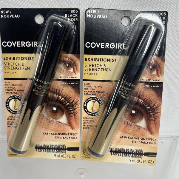 (2) Covergirl 805 Black Exhibitionist Stretch & Strengthen Mascara COMBINE SHIP