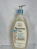 Aveeno Baby Wash & Shampoo Natural Oat Extract Lightly Scented Hair Body 18 Oz