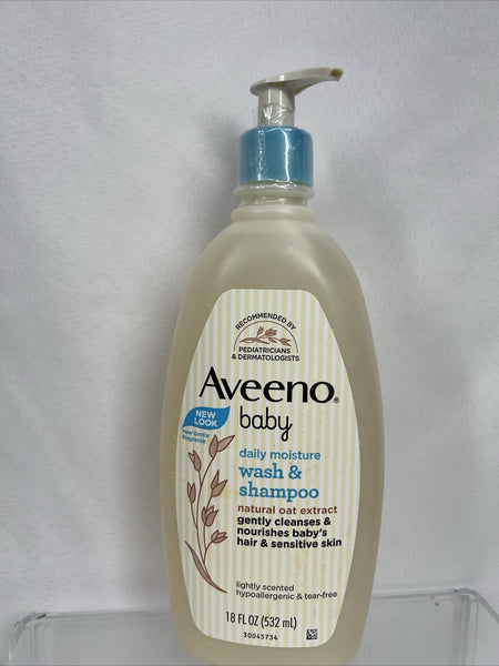 Aveeno Baby Wash & Shampoo Natural Oat Extract Lightly Scented Hair Body 18 Oz