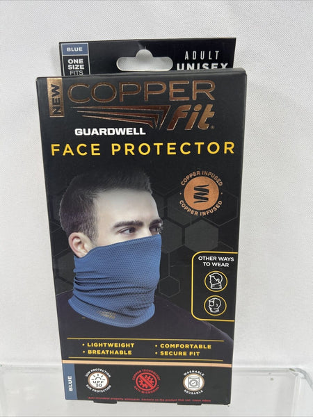 BLUE Copper Fit Guardwell Face Protector Neck Gator Adult Unisex One Sz Sports