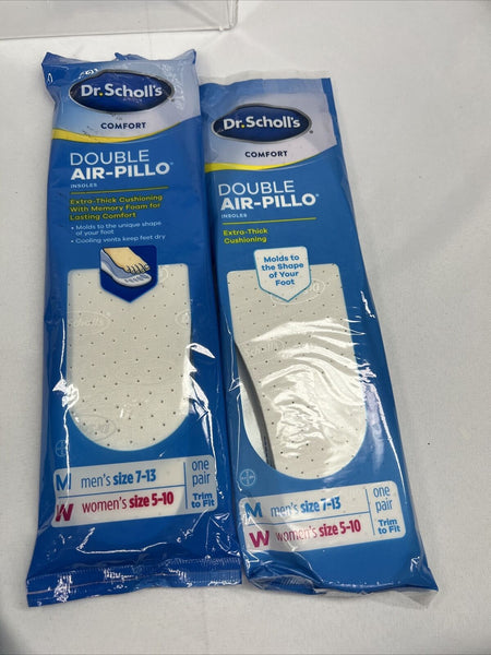 (2) Dr. Scholl's Double Air-Pillo Insoles UNISEX Mens Size 7-13 Womens 5-10