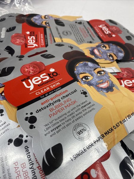 (33) Yes To Tomatoes Antipollution Charcoal Bubbling Paper Face Mask  Gift Set