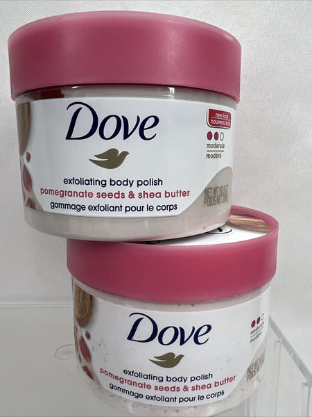 (2) Dove Crushed Pomegranate Shea Butter Exfoliating Body Polish 10.5oz