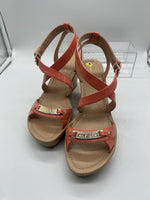 Tommy Hilfiger Melanite-T Women US 9 Coral Orange Cork Wedge Sandal Sling Back x