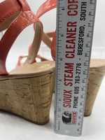 Tommy Hilfiger Melanite-T Women US 9 Coral Orange Cork Wedge Sandal Sling Back x